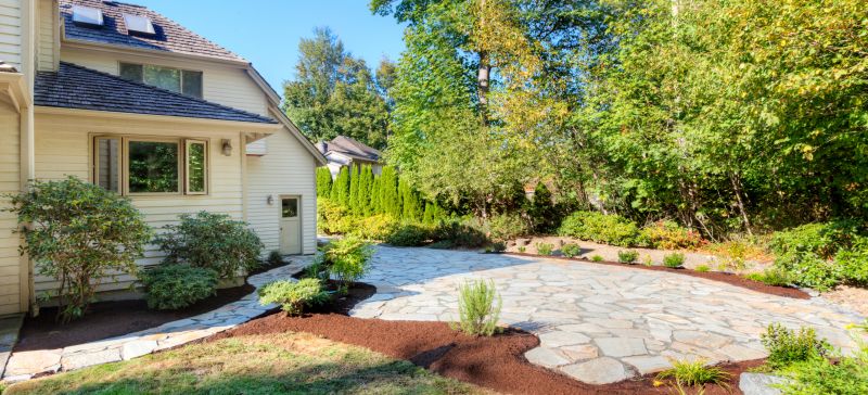 Paver patio with landscaping